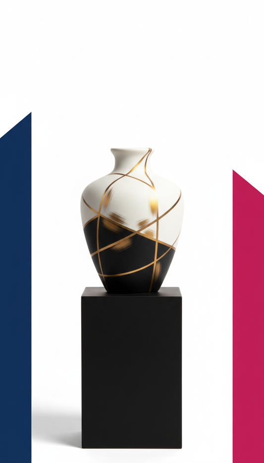 Gold-Edged Ceramic Vase